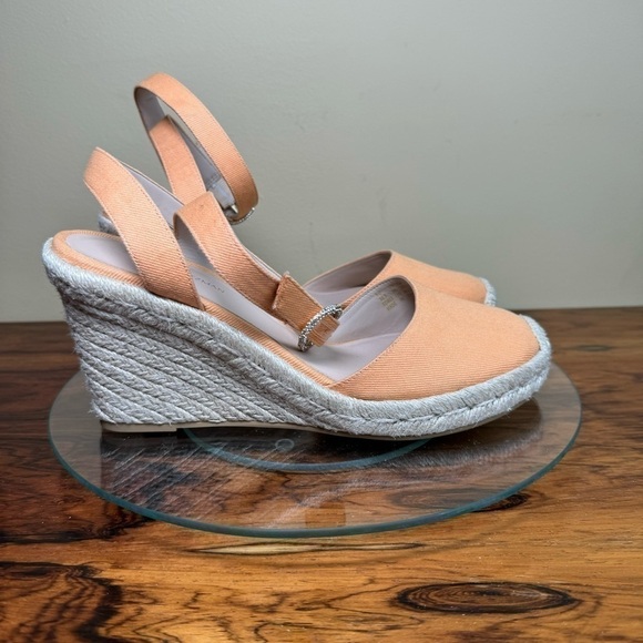 STUART WEITZMAN Mykonos canvas wedge espadrilles - orange mango - size 9 - Picture 4 of 15